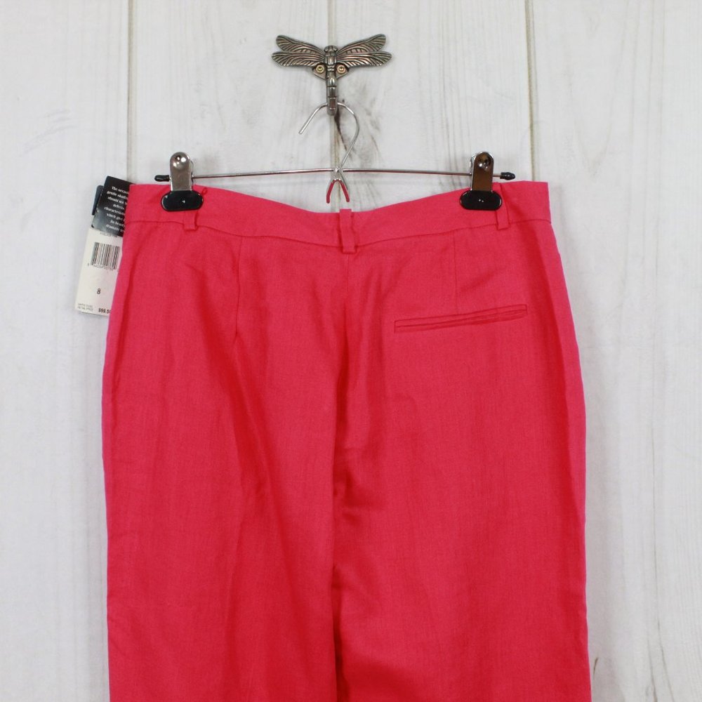 NWT CHAPS Pool Side Pink Linen Flat Front Lined Dress Pants Size 8 - Picture 7 of 11